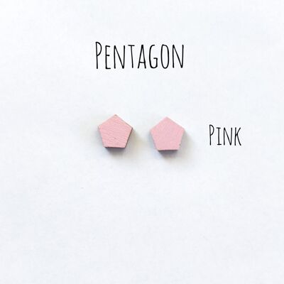 Boucles d'oreilles puces Herukka - Pentagone rose