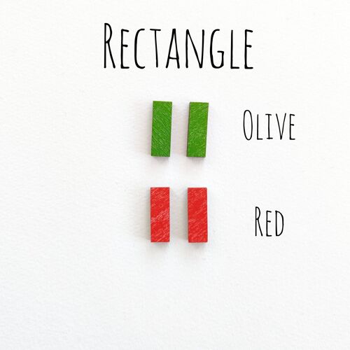 Herukka Stud Earrings - Rectangle Red