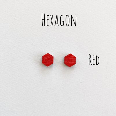 Herukka Stud Earrings - Hexagon Red
