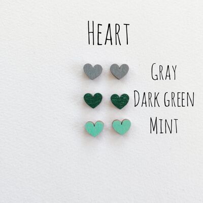 Herukka Stud Earrings - Heart Dark Green
