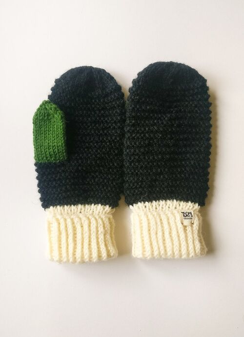 Wool mittens - L - Black