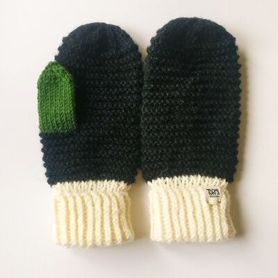 Wool mittens - L - Black