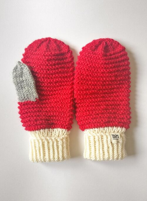 Wool mittens - L - Red