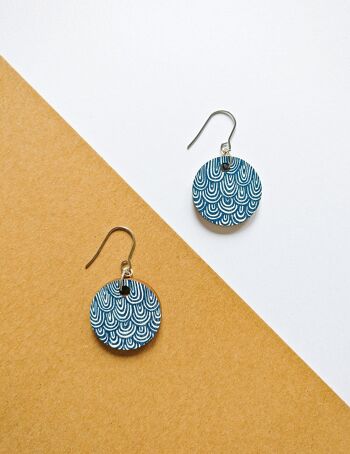 Boucles d'Oreilles Laine Bleu 1