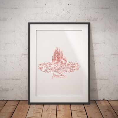Barcelonagram - Red Skyline Poster