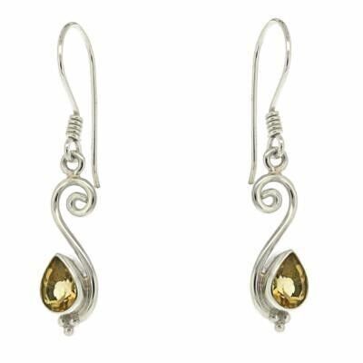 Boucles d'Oreilles Circulaires à Facettes Citrine et Boîte de Présentation