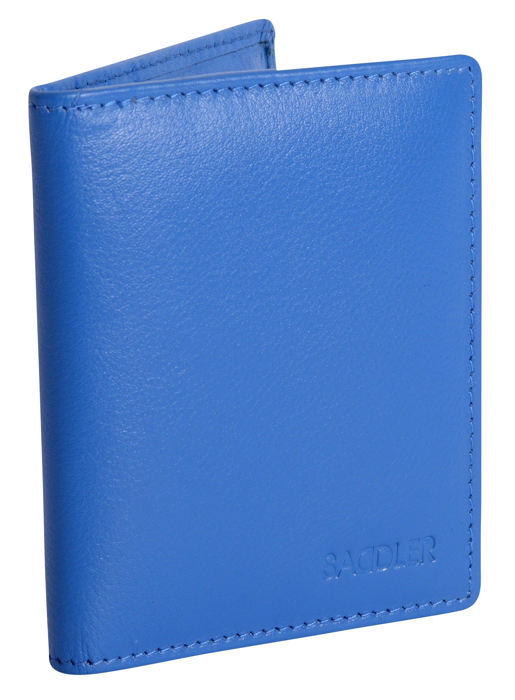 Porta carte di credito RFID bifold da donna in pelle di lusso SADDLER "LEXI" | Portafoglio sottile e minimalista | Portafoglio per carte di credito di design per donna | Confezione regalo - Blu
