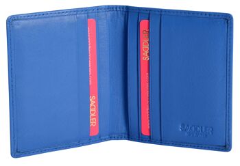 SADDLER "LEXI" Porte-cartes de crédit RFID à deux volets en cuir luxueux pour femmes | Portefeuille mince et minimaliste | Portefeuille de carte de crédit de créateur pour dames | Coffret cadeau - Bleu 2