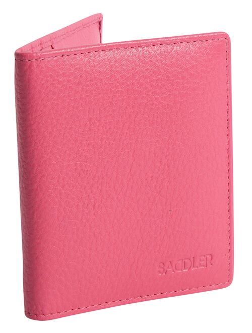 SADDLER "LEXI" Womens Luxurious Leather Bifold RFID Credit Card Holder | Slim Minimalist Wallet | Designer Credit Card Wallet for Ladies | Gift Boxed  - Fuchsia