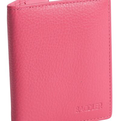 SADDLER "LEXI" Damen Luxus Leder Bifold RFID Kreditkartenhalter | Schlanke minimalistische Brieftasche | Designer Kreditkartengeldbörse für Damen | Geschenkbox - Fuchsia