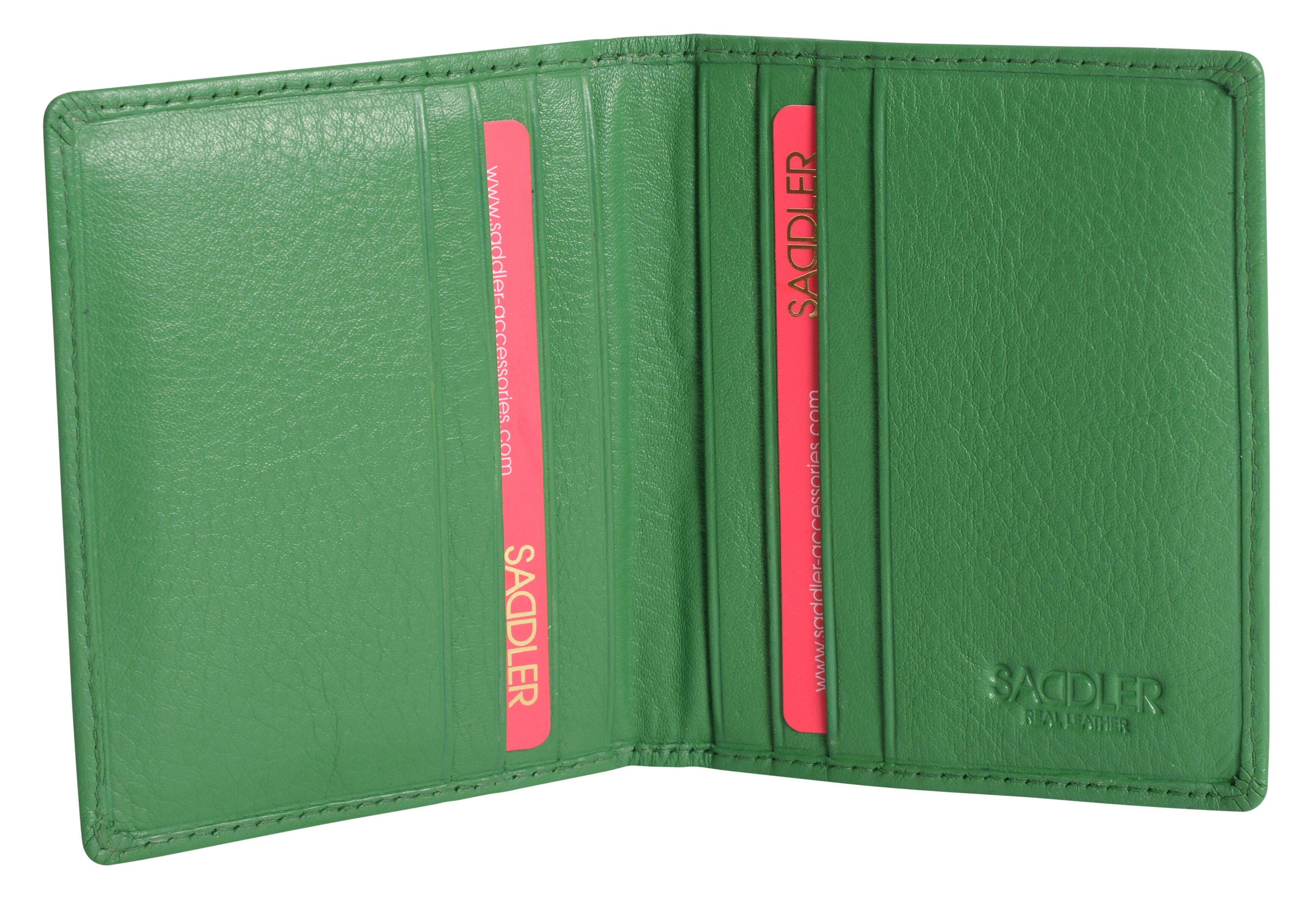 Porta carte di credito RFID bifold da donna in pelle di lusso SADDLER "LEXI" | Portafoglio sottile e minimalista | Portafoglio per carte di credito di design per donna | Confezione regalo - Verde