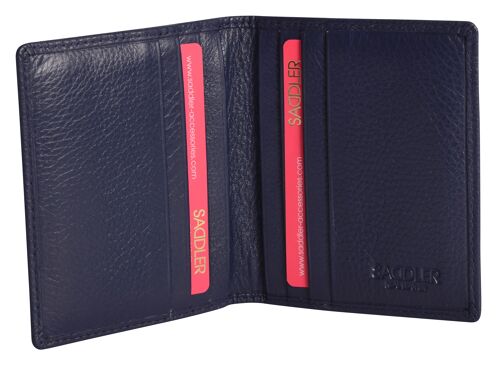 SADDLER "LEXI" Womens Luxurious Leather Bifold RFID Credit Card Holder | Slim Minimalist Wallet | Designer Credit Card Wallet for Ladies | Gift Boxed - Navy