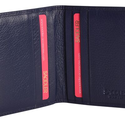 SADDLER "LEXI" Damen Luxus Leder Bifold RFID Kreditkartenhalter | Schlanke minimalistische Brieftasche | Designer Kreditkartengeldbörse für Damen | Geschenkbox - Marine