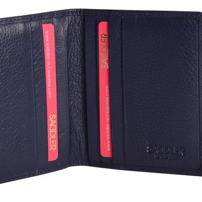 SADDLER "LEXI" Womens Luxurious Leather Bifold RFID Credit Card Holder | Slim Minimalist Wallet | Designer Credit Card Wallet for Ladies | Gift Boxed - Navy