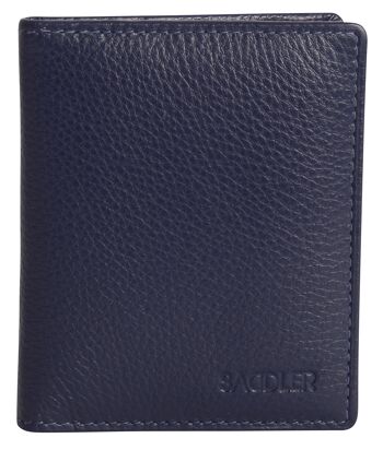 SADDLER "LEXI" Porte-cartes de crédit RFID à deux volets en cuir luxueux pour femmes | Portefeuille mince et minimaliste | Portefeuille de carte de crédit de créateur pour dames | Coffret cadeau - Marine 3