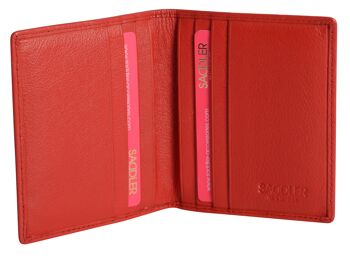 SADDLER "LEXI" Porte-cartes de crédit RFID à deux volets en cuir luxueux pour femmes | Portefeuille mince et minimaliste | Portefeuille de carte de crédit de créateur pour dames | Coffret cadeau - Rouge 2