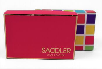 SADDLER "LEXI" Porte-cartes de crédit RFID à deux volets en cuir luxueux pour femmes | Portefeuille mince et minimaliste | Portefeuille de carte de crédit de créateur pour dames | Coffret cadeau - Rouge 5