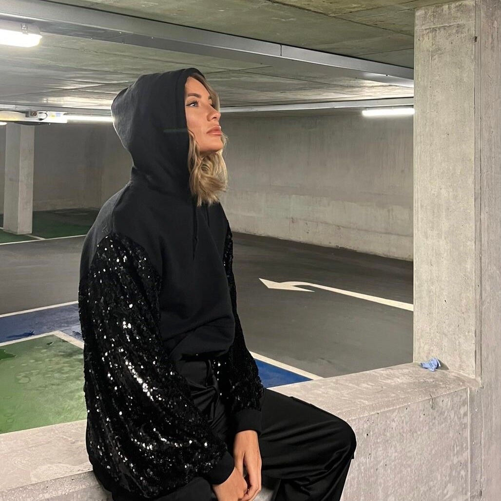 Sequin hoodie hot sale women's