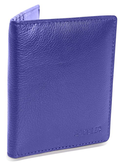 SADDLER "LEXI" Womens Luxurious Leather Bifold RFID Credit Card Holder | Slim Minimalist Wallet | Designer Credit Card Wallet for Ladies | Gift Boxed - Purple