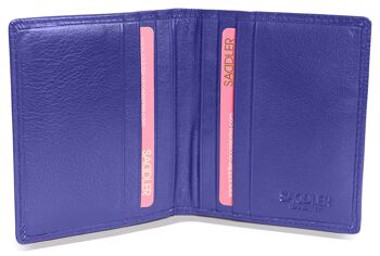 SADDLER "LEXI" Porte-cartes de crédit RFID à deux volets en cuir luxueux pour femmes | Portefeuille mince et minimaliste | Portefeuille de carte de crédit de créateur pour dames | Coffret cadeau - Violet 2