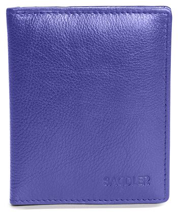 SADDLER "LEXI" Porte-cartes de crédit RFID à deux volets en cuir luxueux pour femmes | Portefeuille mince et minimaliste | Portefeuille de carte de crédit de créateur pour dames | Coffret cadeau - Violet 3