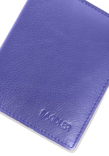 SADDLER "LEXI" Porte-cartes de crédit RFID à deux volets en cuir luxueux pour femmes | Portefeuille mince et minimaliste | Portefeuille de carte de crédit de créateur pour dames | Coffret cadeau - Violet 5