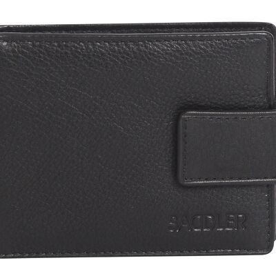 SADDLER "ROBYN" Porte-cartes de crédit à deux volets en cuir véritable luxueux pour femmes avec languette | Portefeuille mince et minimaliste | Portefeuille de carte de crédit de créateur pour dames | Coffret cadeau - Noir