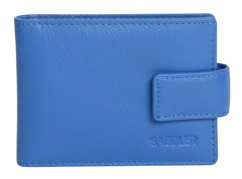 SADDLER "ROBYN" Womens Luxurious Real Leather Bifold Credit Card Holder with Tab | Slim Minimalist Wallet | Designer Credit Card Wallet for Ladies | Gift Boxed - Blue