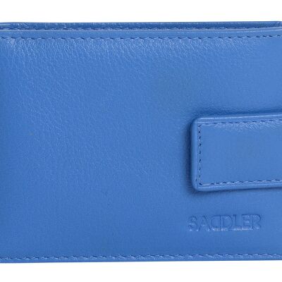 SADDLER "ROBYN" Womens Luxurious Real Leather Bifold Credit Card Holder with Tab | Slim Minimalist Wallet | Designer Credit Card Wallet for Ladies | Gift Boxed - Blue