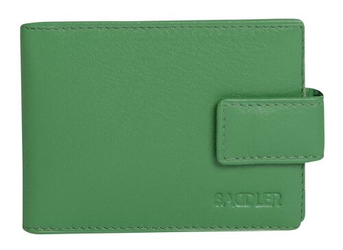 SADDLER "ROBYN" Womens Luxurious Real  Leather Bifold Credit Card Holder with Tab | Slim Minimalist Wallet | Designer Credit Card Wallet for Ladies | Gift Boxed - Green