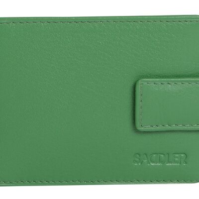 SADDLER "ROBYN" Damen Luxuriösen Echtleder Bifold Kreditkartenhalter mit Tab | Schlanke minimalistische Brieftasche | Designer Kreditkartengeldbörse für Damen | Geschenkbox - Grün