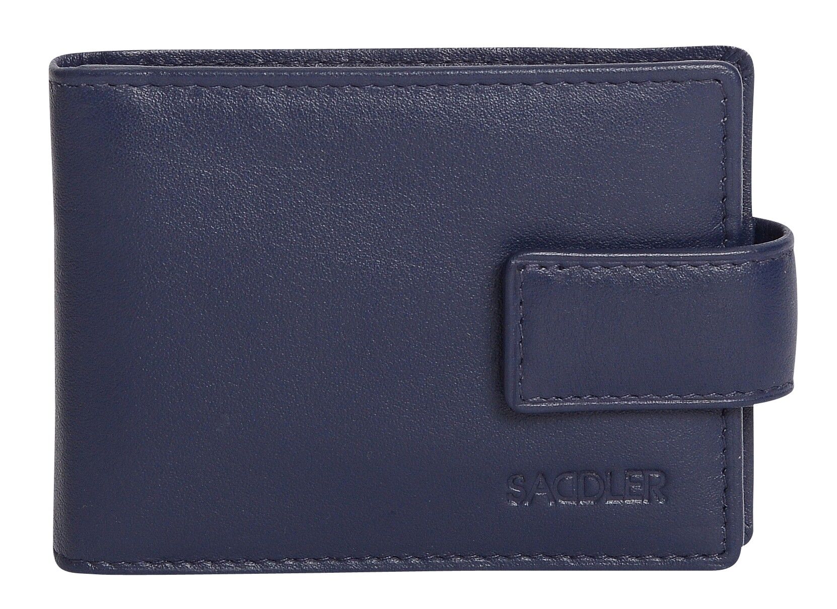 SADDLER "ROBYN" Porta carte di credito bifold in vera pelle di lusso con linguetta | Portafoglio sottile e minimalista | Portafoglio per carte di credito di design per donna | Confezione regalo - Navy