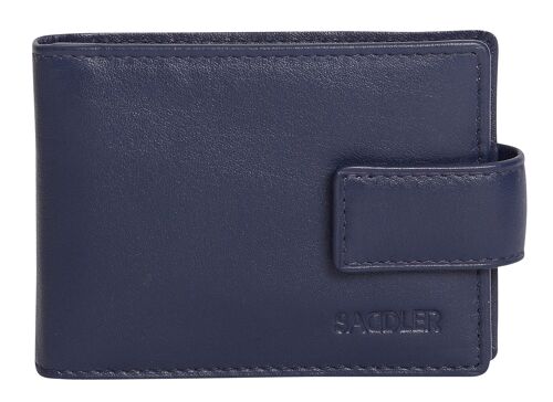 SADDLER "ROBYN" Womens Luxurious Real Leather Bifold Credit Card Holder with Tab | Slim Minimalist Wallet | Designer Credit Card Wallet for Ladies | Gift Boxed - Navy