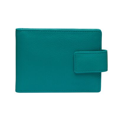 SADDLER "ROBYN" Womens Luxurious Real Leather Bifold Credit Card Holder with Tab | Slim Minimalist Wallet | Designer Credit Card Wallet for Ladies | Gift Boxed - Teal