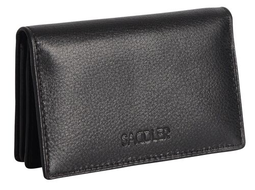 SADDLER "JESSCIA" Womens Luxurious Real  Leather Slim Credit Card Holder | Business Card Holder Name Card Case| Designer Card Case Wallet for Ladies | Gift Boxed - Black