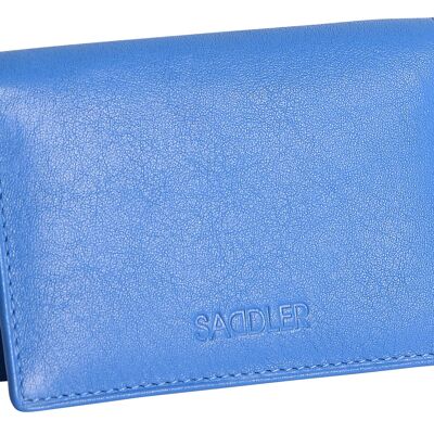 SADDLER "JESSCIA" Womens Luxurious Real Leather Slim Credit Card Holder | Business Card Holder Name Card Case| Designer Card Case Wallet for Ladies | Gift Boxed - Blue