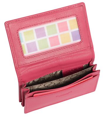 SADDLER "JESSCIA" Porte-cartes de crédit mince en cuir véritable luxueux pour femmes | Étui pour cartes de visite | Porte-cartes Designer pour dames | Coffret cadeau - Fuchsia 3