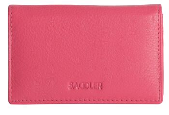 SADDLER "JESSCIA" Porte-cartes de crédit mince en cuir véritable luxueux pour femmes | Étui pour cartes de visite | Porte-cartes Designer pour dames | Coffret cadeau - Fuchsia 4