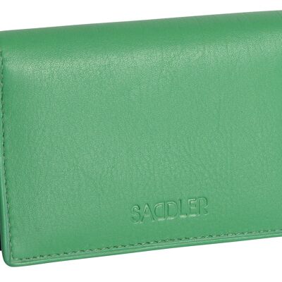 SADDLER "JESSCIA" Womens Luxurious Real Leather Slim Credit Card Holder | Business Card Holder Name Card Case| Designer Card Case Wallet for Ladies | Gift Boxed - Green