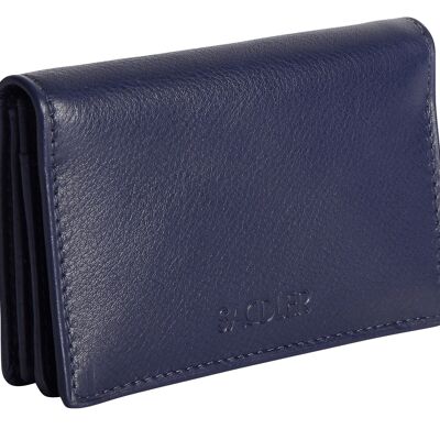 SADDLER "JESSCIA" Womens Luxurious Real Leather Slim Credit Card Holder | Business Card Holder Name Card Case| Designer Card Case Wallet for Ladies | Gift Boxed - Navy