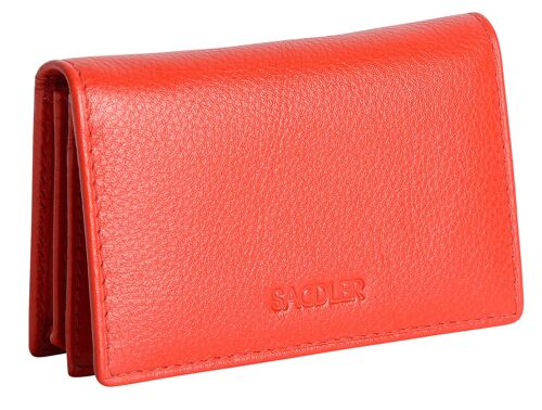 SADDLER "JESSCIA" Womens Luxurious Real Leather Slim Credit Card Holder | Business Card Holder Name Card Case| Designer Card Case Wallet for Ladies | Gift Boxed - Red