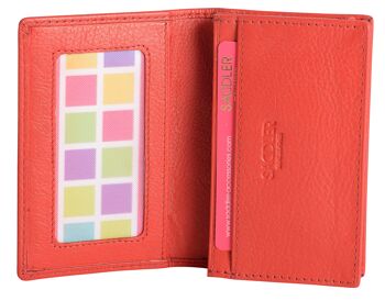 SADDLER "JESSCIA" Porte-cartes de crédit mince en cuir véritable luxueux pour femmes | Étui pour cartes de visite | Porte-cartes Designer pour dames | Coffret cadeau - Rouge 2