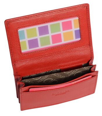 SADDLER "JESSCIA" Porte-cartes de crédit mince en cuir véritable luxueux pour femmes | Étui pour cartes de visite | Porte-cartes Designer pour dames | Coffret cadeau - Rouge 3