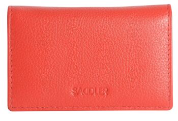 SADDLER "JESSCIA" Porte-cartes de crédit mince en cuir véritable luxueux pour femmes | Étui pour cartes de visite | Porte-cartes Designer pour dames | Coffret cadeau - Rouge 4