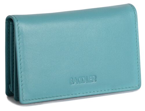 SADDLER "JESSCIA" Womens Luxurious Real Leather Slim Credit Card Holder | Business Card Holder Name Card Case| Designer Card Case Wallet for Ladies | Gift Boxed - Teal