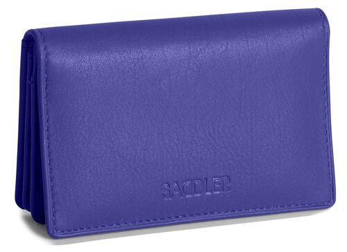 SADDLER "JESSCIA" Womens Luxurious Real Leather Slim Credit Card Holder | Business Card Holder Name Card Case| Designer Card Case Wallet for Ladies | Gift Boxed - Purple