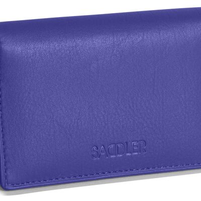 SADDLER "JESSCIA" Womens Luxurious Real Leather Slim Credit Card Holder | Business Card Holder Name Card Case| Designer Card Case Wallet for Ladies | Gift Boxed - Purple