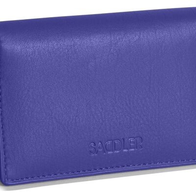 SADDLER "JESSCIA" Porta carte di credito sottile in vera pelle di lusso da donna | Porta biglietti da visita Porta biglietti da visita| Portafoglio porta carte di design per donna | Confezione regalo - Viola