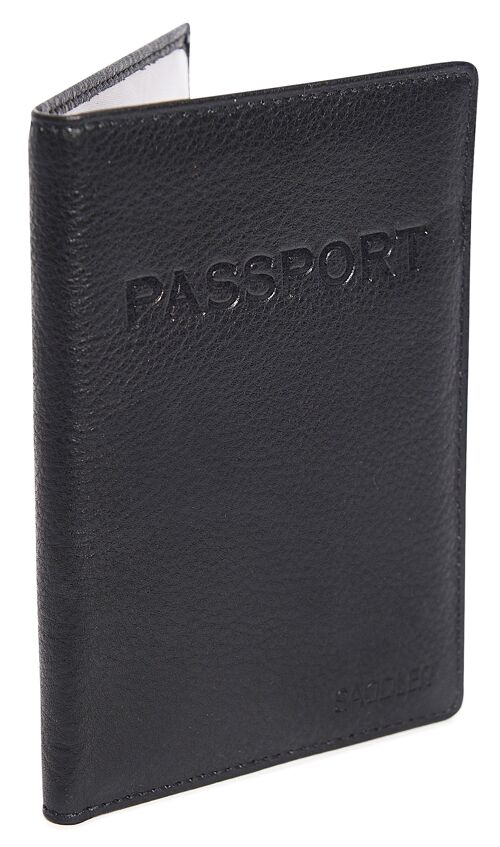 SADDLER "HARPER" Womens Luxurious Real Leather Passport Holder for Women | Designer Travel Wallet - Perfect for Passport Mileage Credit Debit Cards | Ladies Passport Cover | Gift Boxed -Black
