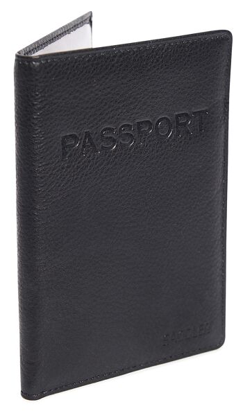 SADDLER "HARPER" Porte-passeport luxueux en cuir véritable pour femmes | Designer Travel Wallet - Parfait pour les cartes de débit de crédit Passport Mileage | Couverture de passeport pour femmes | Boîte-cadeau - Noir 1